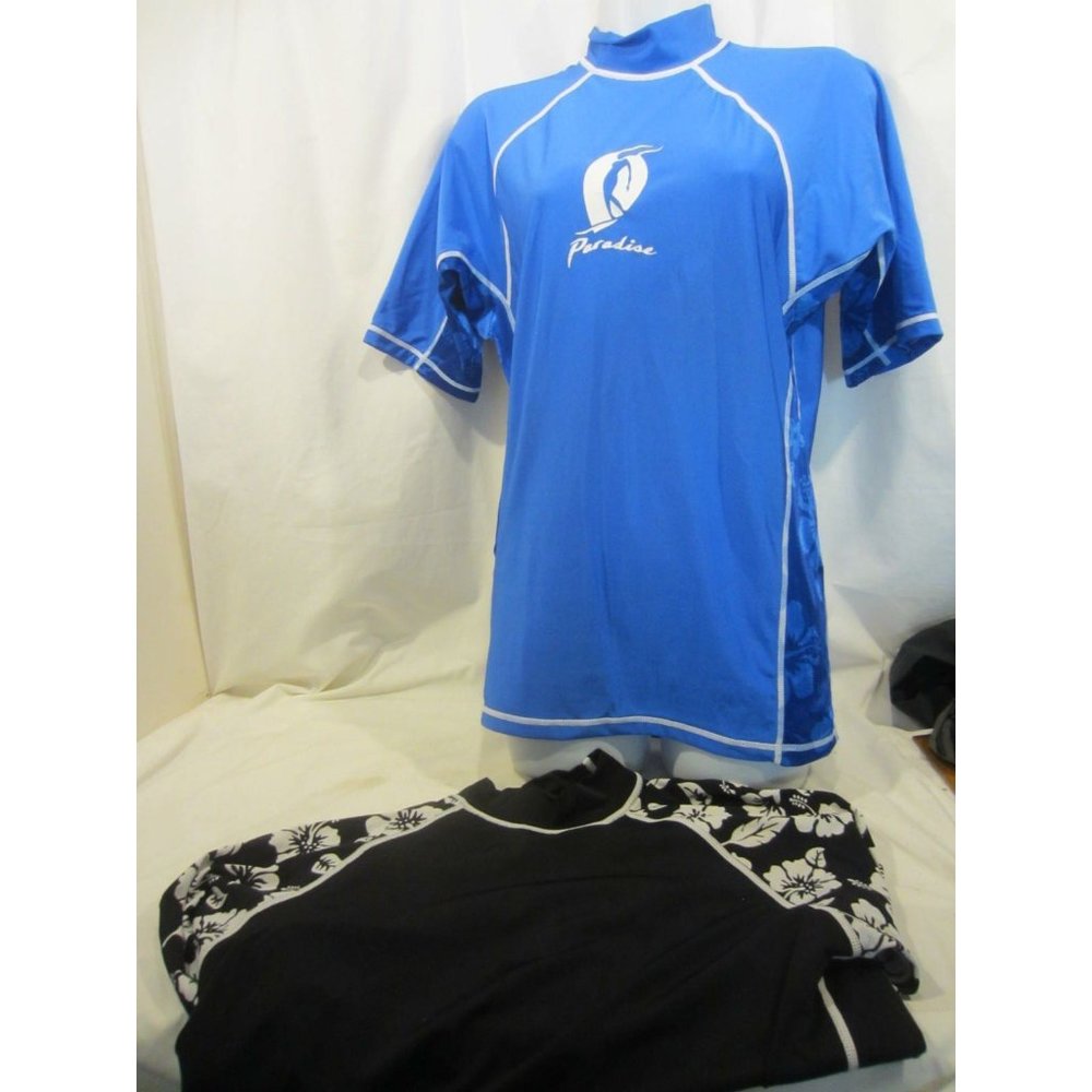 VICTORY surfer rash guard top blue black 2 pc Women XL